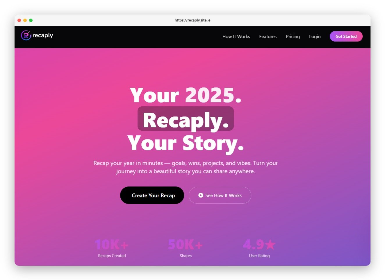 Recaply - Turn Your Year Into a Cinematic Wrapped